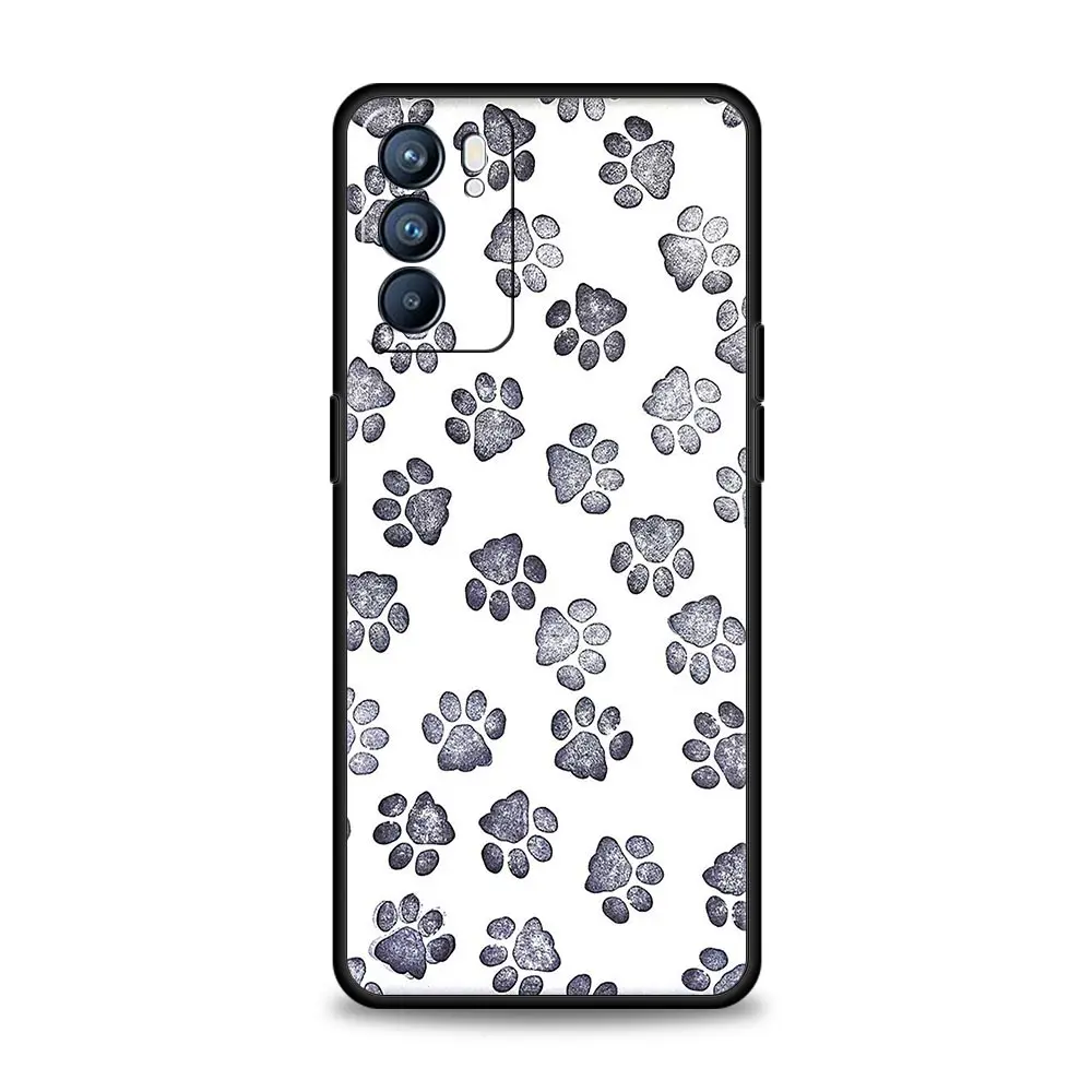 Cute Cat Dog Paw Love Case For Oppo Reno8 Reno7 Reno6 Pro A54 5G Find X6 X5 A53 A52 A9 A15 A95 A17 A16 A76 A74 A57 A31 Cover