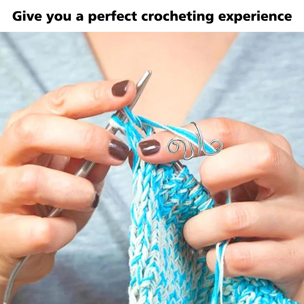 3pcs Adjustable Knitting Crochet Loop Ring Knittied Yarn Guide Finger Faster Holder Thimble Crocheters Thread Ring Sewing Tools