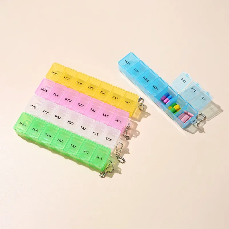 

Tablet Holder 1pcs New Weekly Mini Pill Medicine Box 5 Colors Storage Organizer Container 7 Grids Independent Lattice Hot