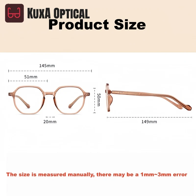 

Очки XUKA унисекс в стиле ретро, многоугольные, модные, простые, корректирующие форму лица, оправа из TR90 и ацетата, модель TR4005