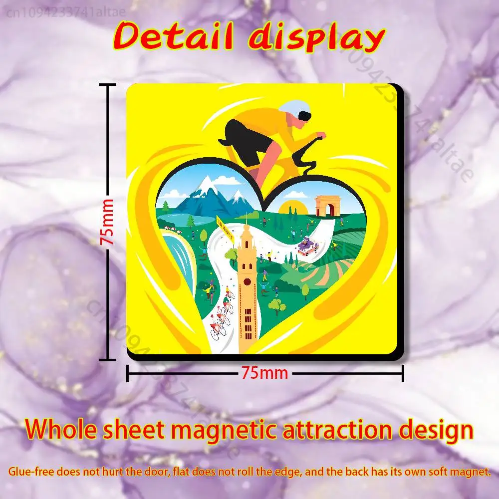 Tour De France Bicycle Exercise Fridge Magnet Square Stickers Personalize Home Decor Souvenirs Gift
