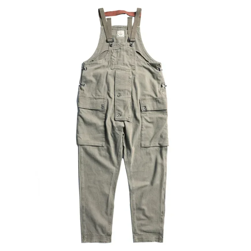 Red Tornado Naval Dungaree Army Vintage Herringbone Men Overalls Workwear Loose Fit