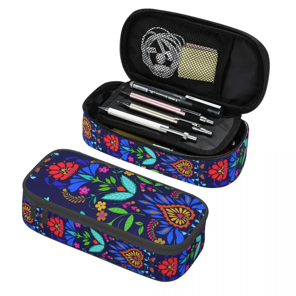 

Customized Folk Mexican Vacation Art Pencil Cases for Boys Gilrs Big Capacity Colorful Textile Embroidery Pen Box Bag Stationery