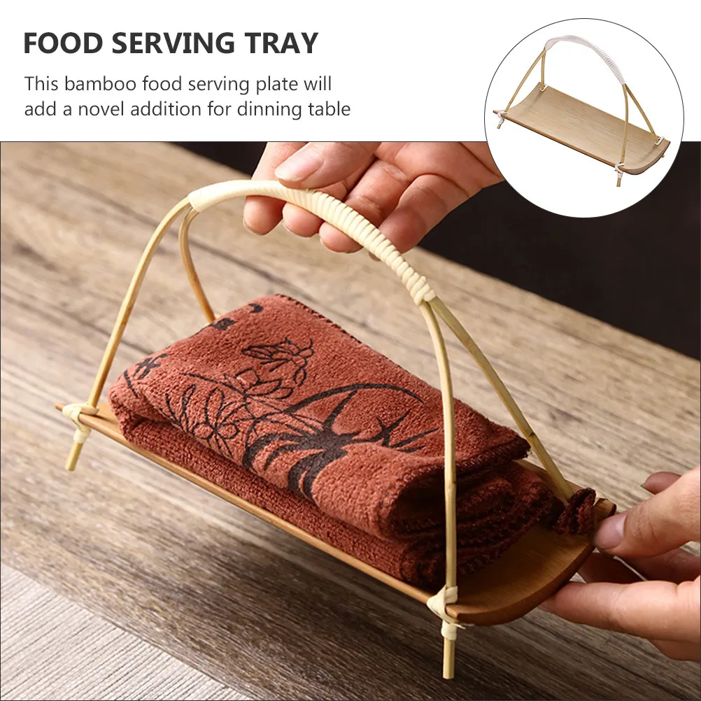 2Pcs Bamboo Refreshment Tray Eco Friendly Food Serving Tray for Snacks Fruits Cheese Tea Time Decorative Kitchen Storage