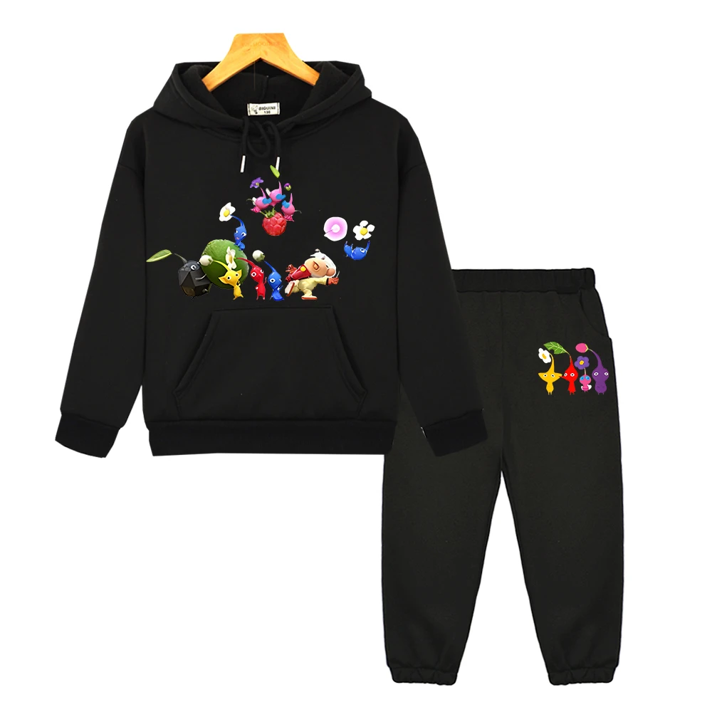 

Pikmin 2PCS Top+ Pants Print Hoodies boys girls Hooded Sets Autumn pullover Fleece sweatshirt anime hoodie kids boutique clothes