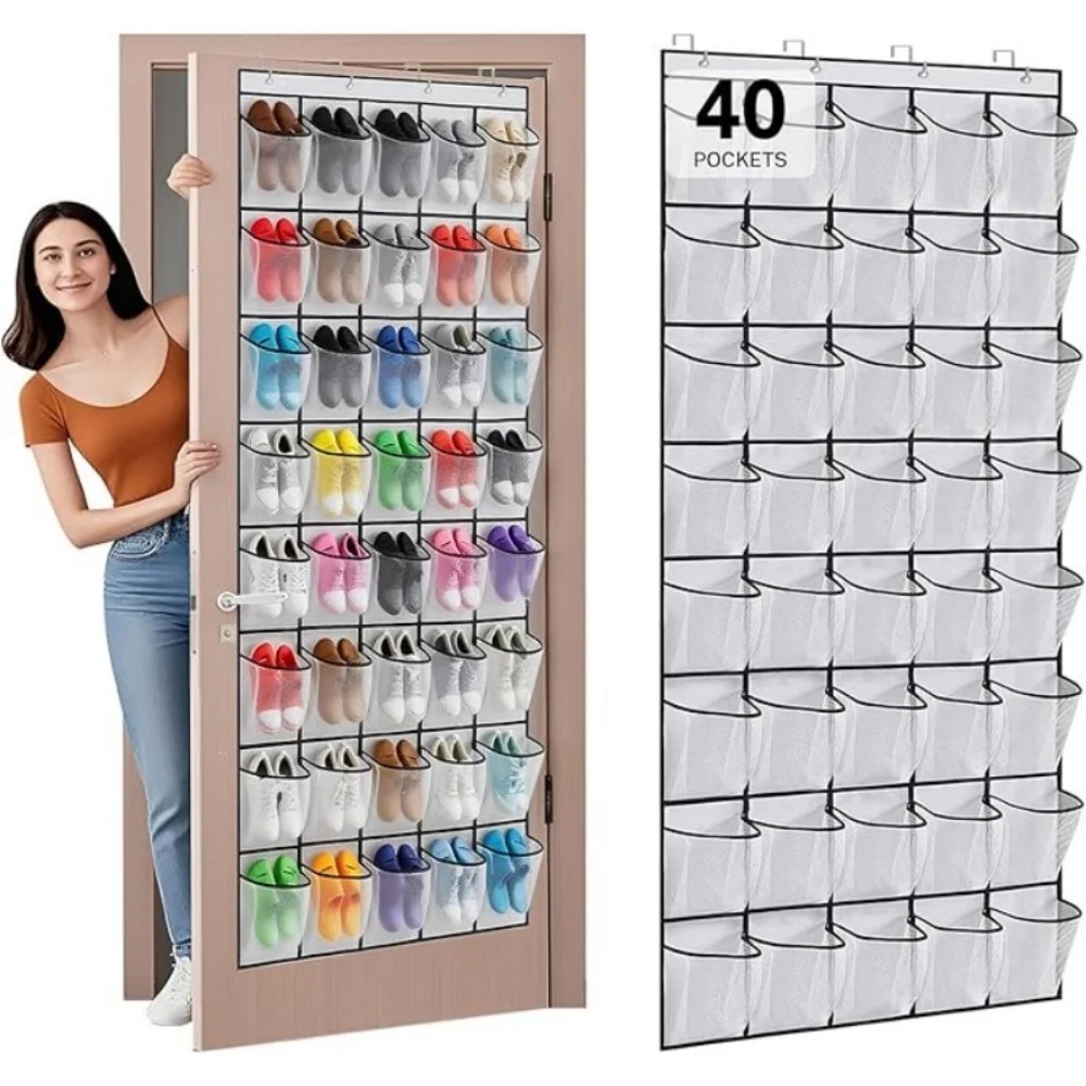 40 Grids Over The Door Shoe Rack Mesh Pockets Hanging Shoe Organizer For Closet Hanging Shoe Rack Holder - view 6