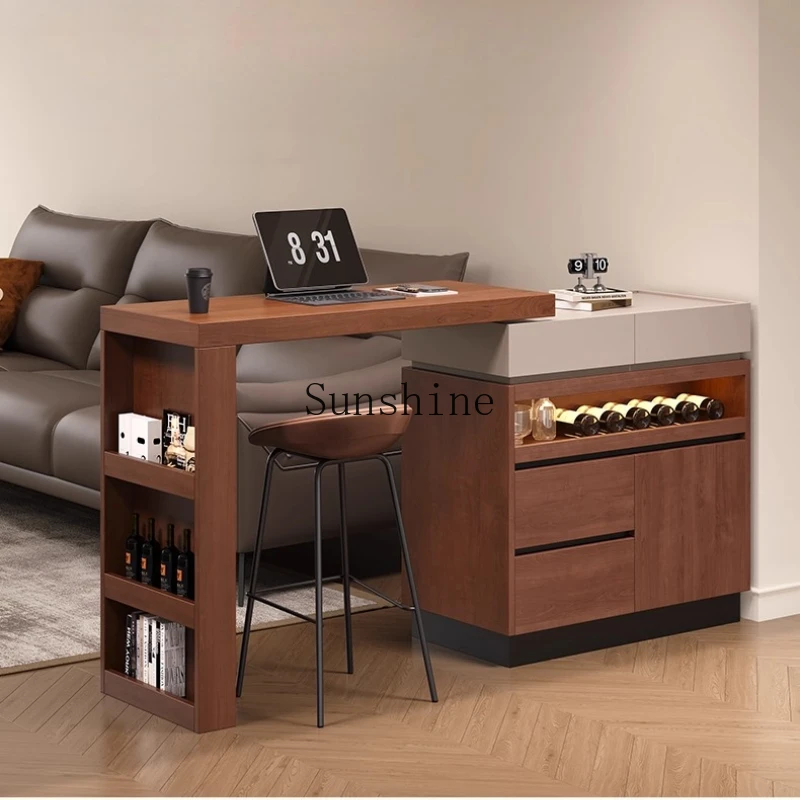 

Italian minimalist small apartment sofa side cabinet telescopic bar table integrated cabinet