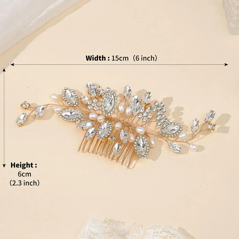 Винтажная расческа для волос ручной работы, свадебные аксессуары для волос со стразами, хрустальный жемчуг, свадебная расческа для волос для женщин