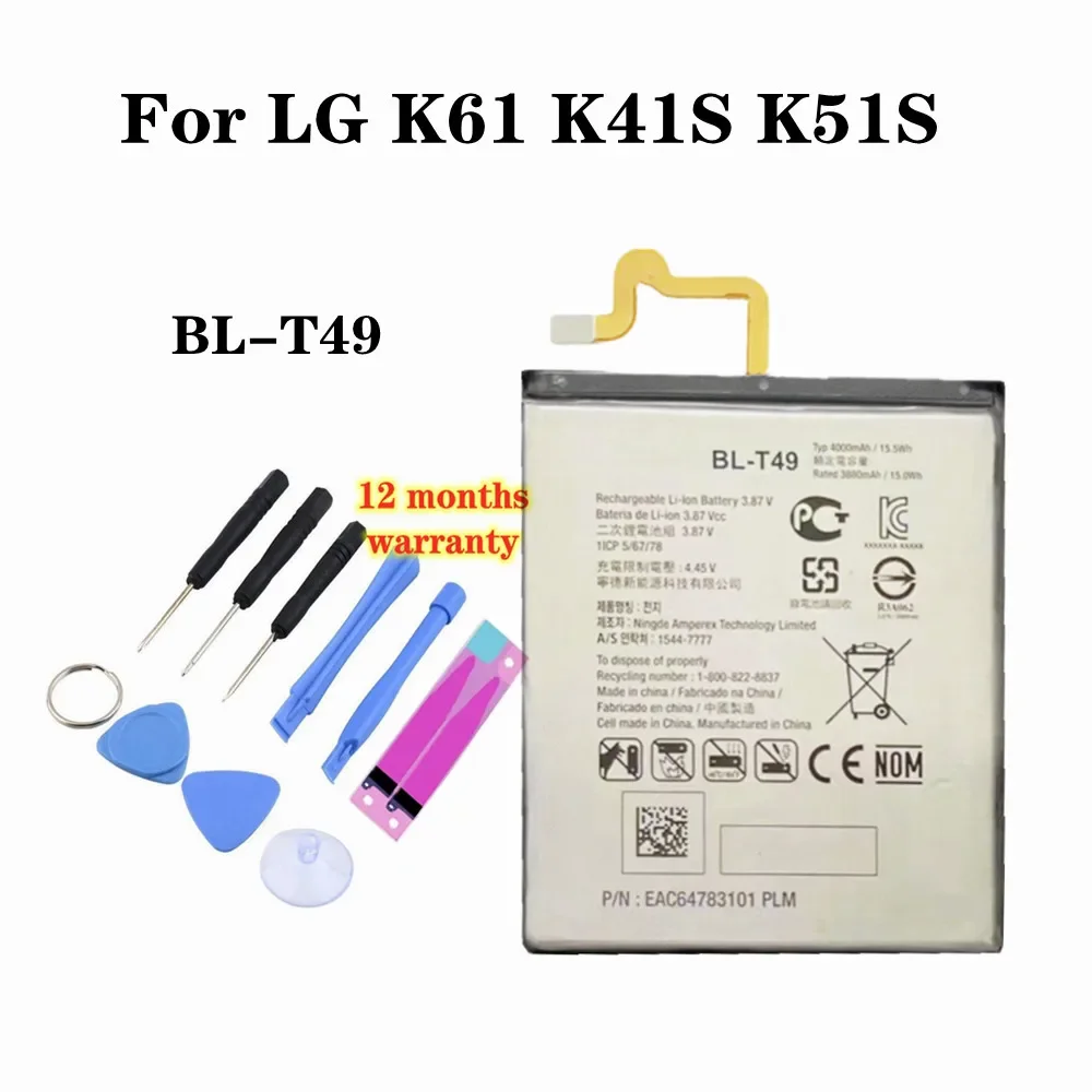 4000mAh BL-T49 BLT49 Replacement Battery For LG K510 K51S K61 K41S LM-K410BMW LM-K510BMW LM-K510HM Phone + Free Tools