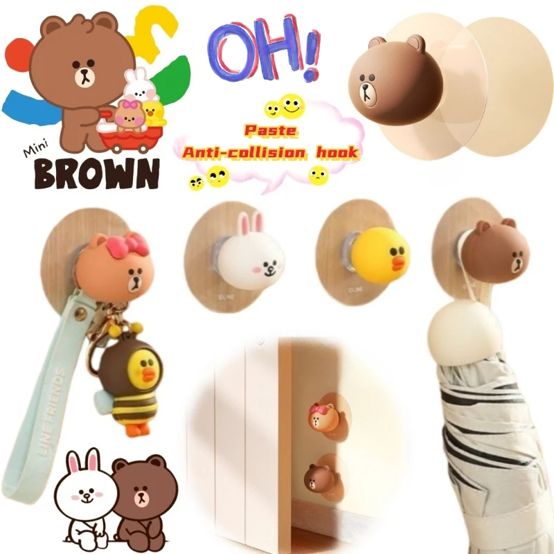 

LINE FRIENDS Brown Sally Choco Creative Cartoon Multi-function Door Rear Anti-collision Hook Household Punch-free Paste Hook