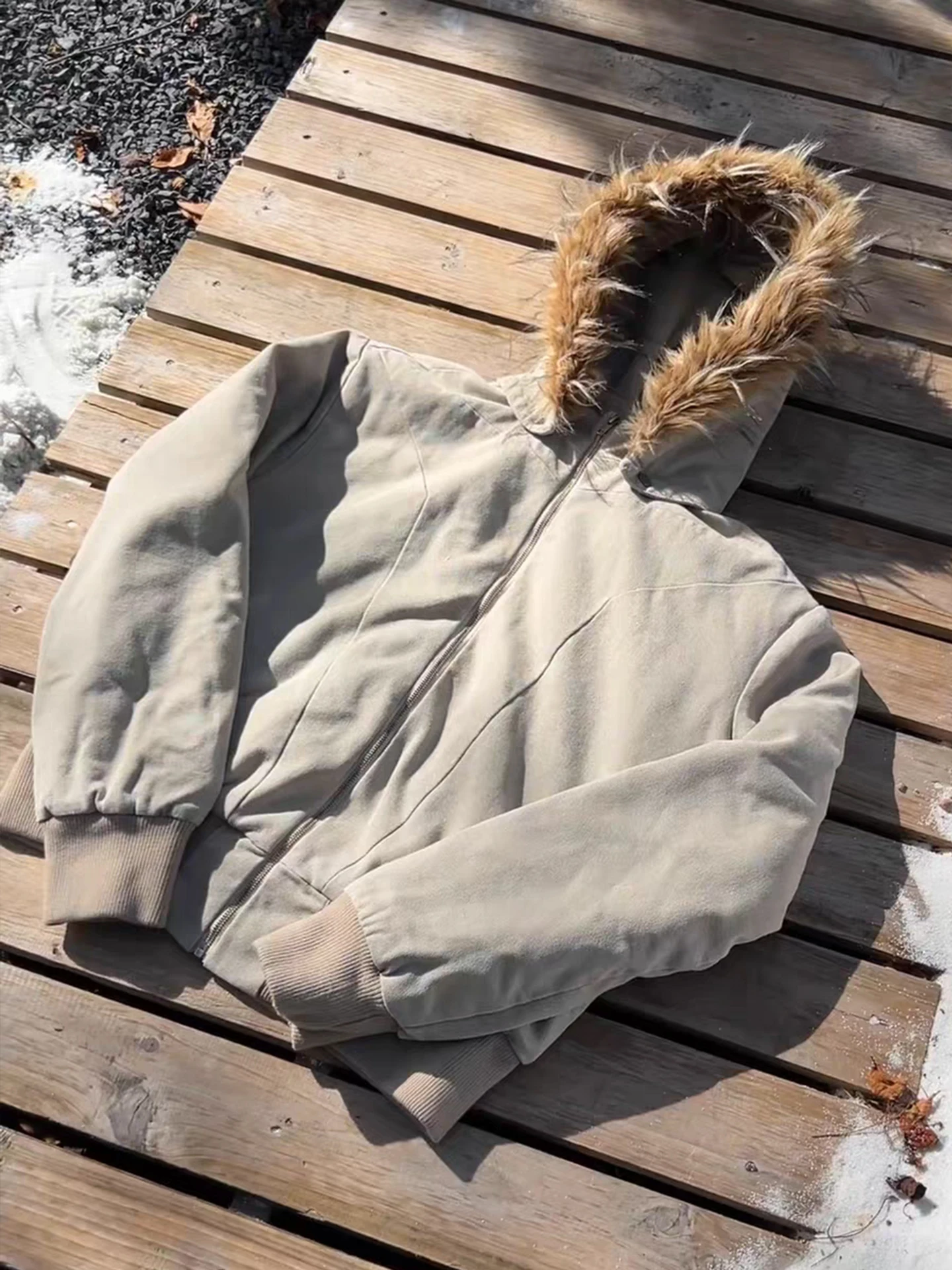 

Мужское зимнее американское парусиновое пальто с серебряным декобированием и капюшоном, хлопковая одежда Mountain Lion