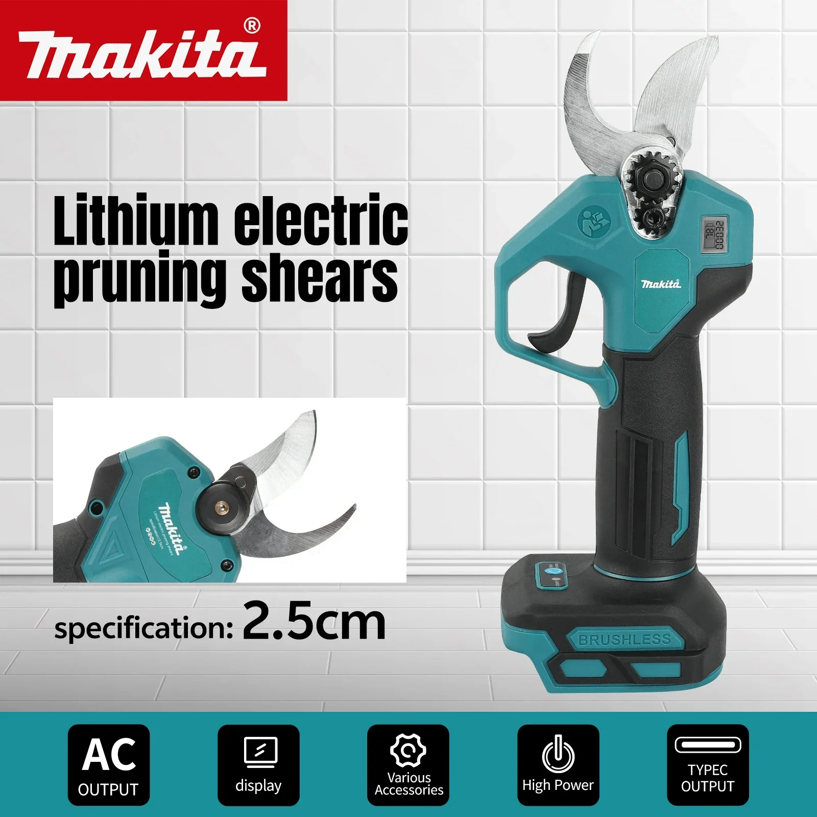 MPP569 Brushless Pruning Shears:Perfect Tool for Easy and Accurate Fruit Tree Trimming in Gardens For Makita 18v Battery Pins