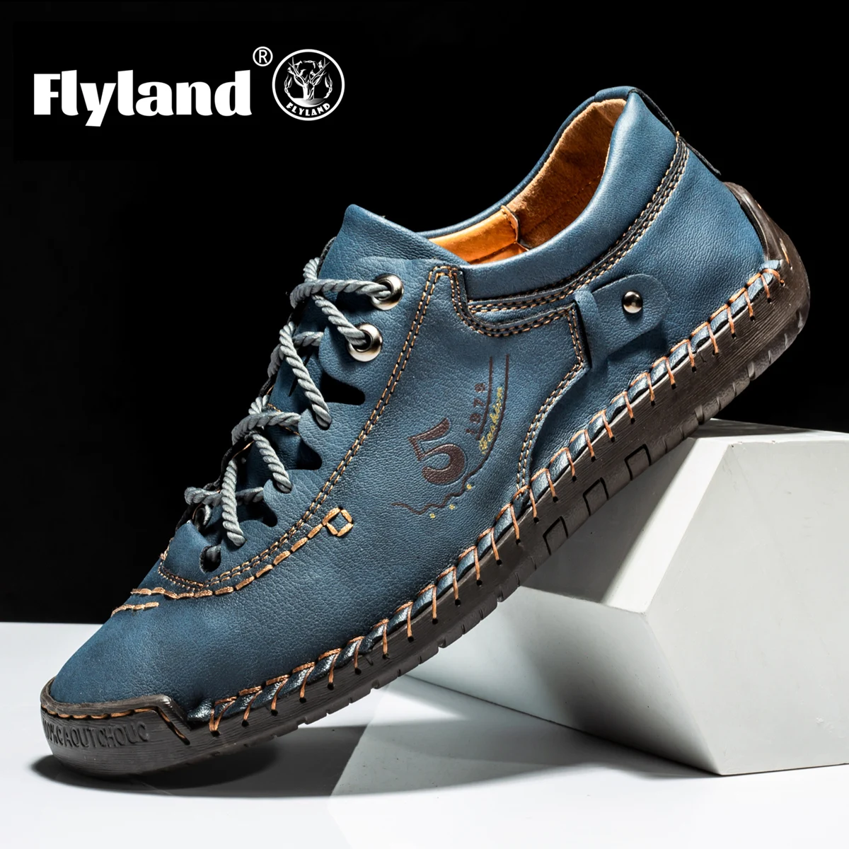 FLYLAND Classical Men\'s Leather Loafers Vintage Hand Stitching Oxfords Chukka Boots Ankle Boots Casual Daily Work Office Shoes