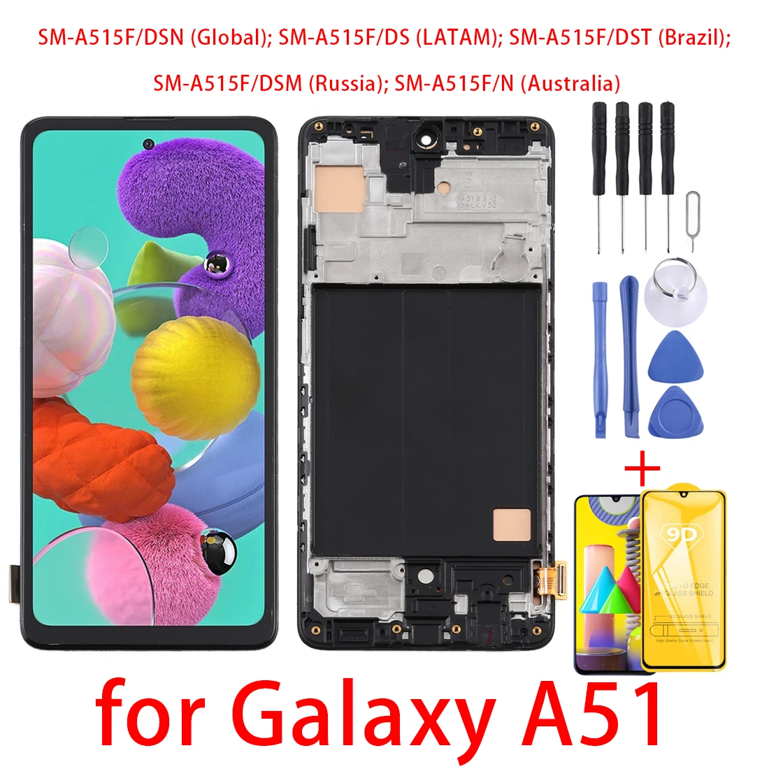 

6.3″For Samsung Galaxy A51 Display LCD Screen&Digitizer Full Assembly&Frame For SM-A515F/DSN SM-A515F/DS SM-A515F/DST SM-A515F