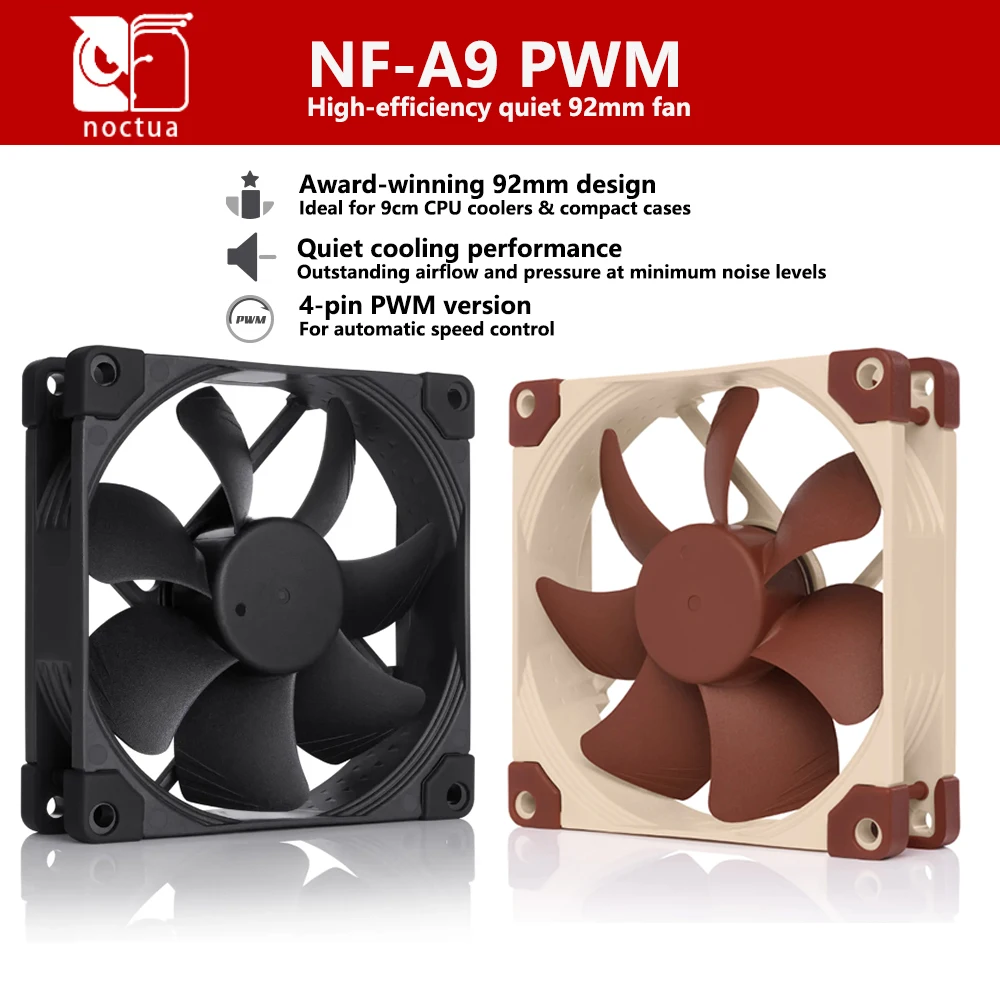

Noctua NF-A9 PWM FLX Chromax.Black.Swap High-Efficiency 92x92x25mm Fan 12V 4/3Pin Ideal For 9cm CPU Coolers&Compact Cases