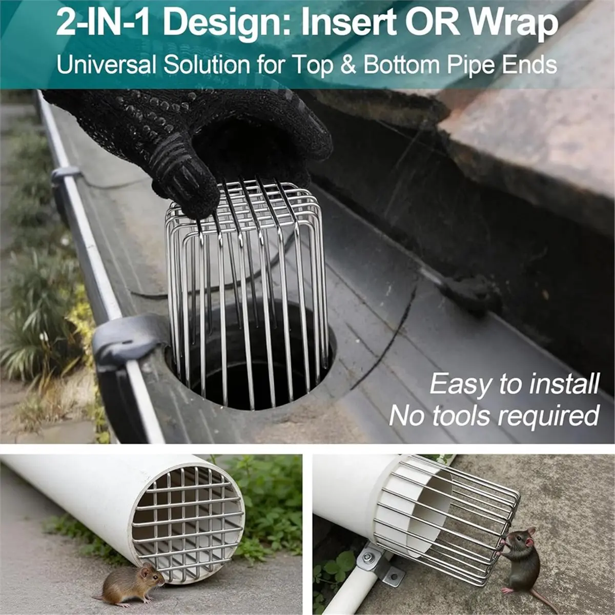 Gutter Guard 304 Stainless Steel Adjustable Downspout Filter,3.95