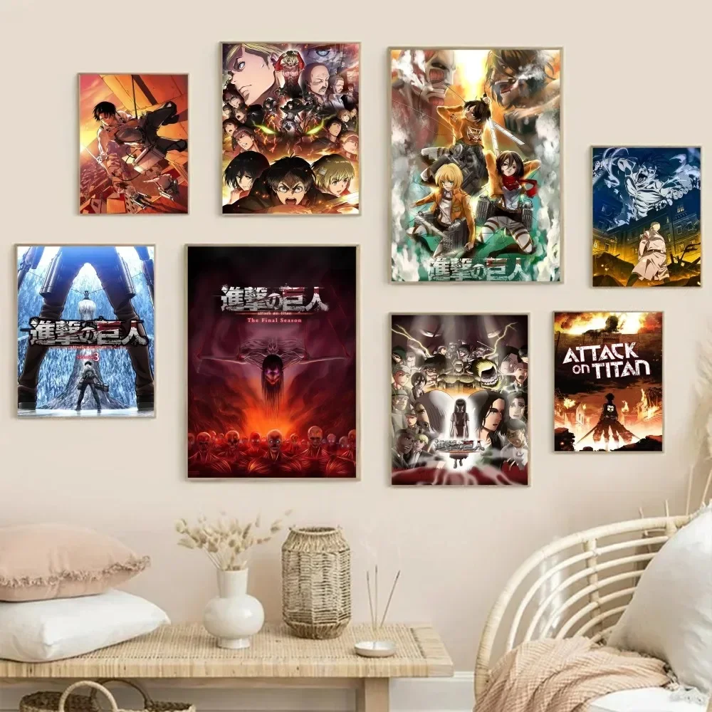 1pc Attack On Titan Anime Poster Stickers Art Wall Murals Decor Game Room Decor Gifts Kawaii HD Painting Cat Cars