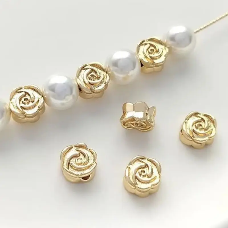 

14K Real Gold Rose Peach Blossom Separated Handcrafted Bracelets and Earrings, DIY Accessories, Copper Wrapped, Jewelry Material