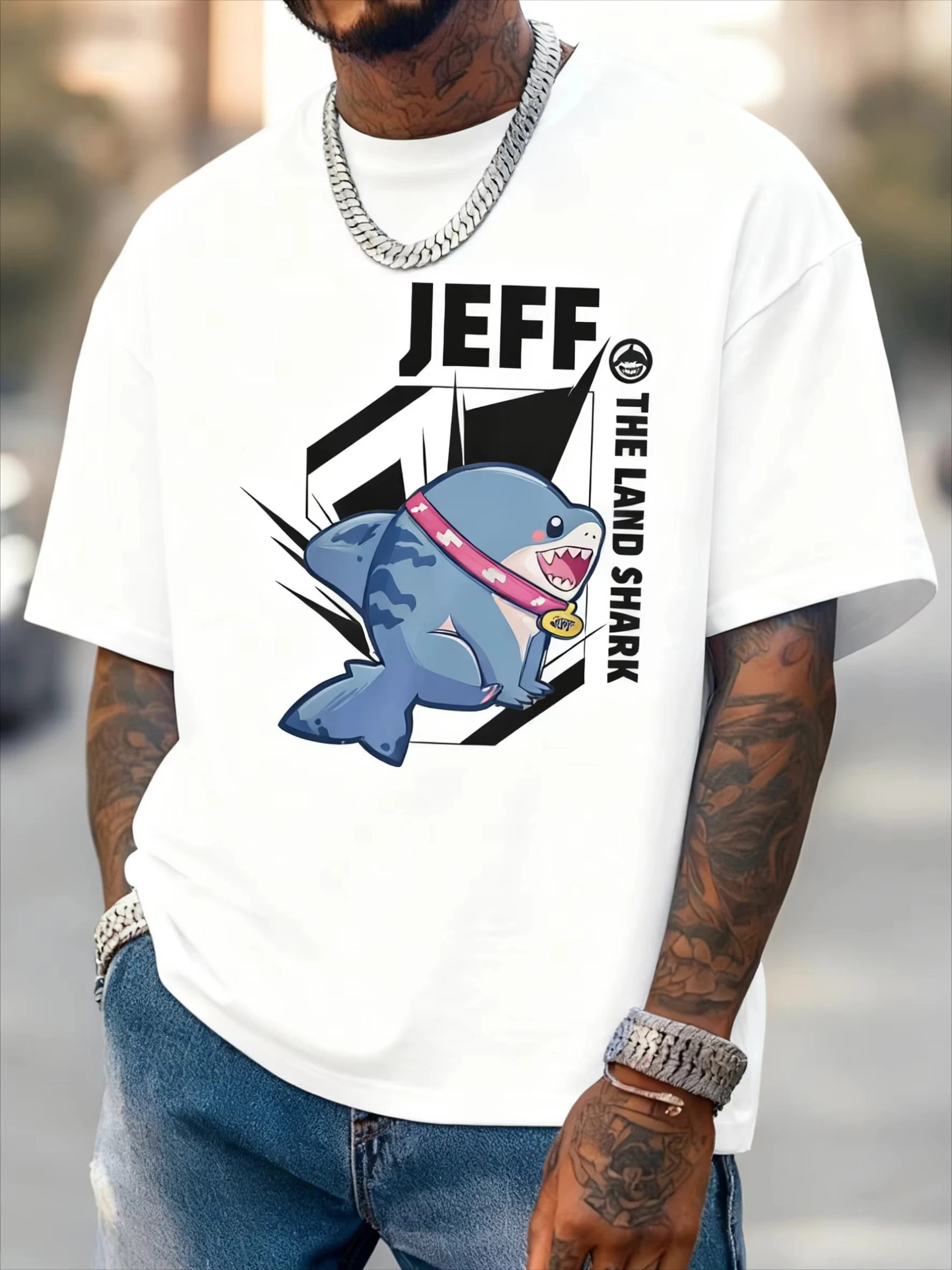تي شيرت Marvel Rivals Gamerverse PVP يجلس Jeff The Land Shark، تي شيرت رجالي، ملابس كاجوال، ملابس يومية، ثقافة البوب