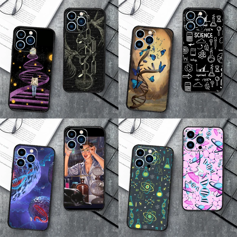 Science DNA Chemistry Phone Case For iPhone 17 16 15 14 13 12 11 Pro Max mini 15 16 Plus 16e 17 Air Cover Coque