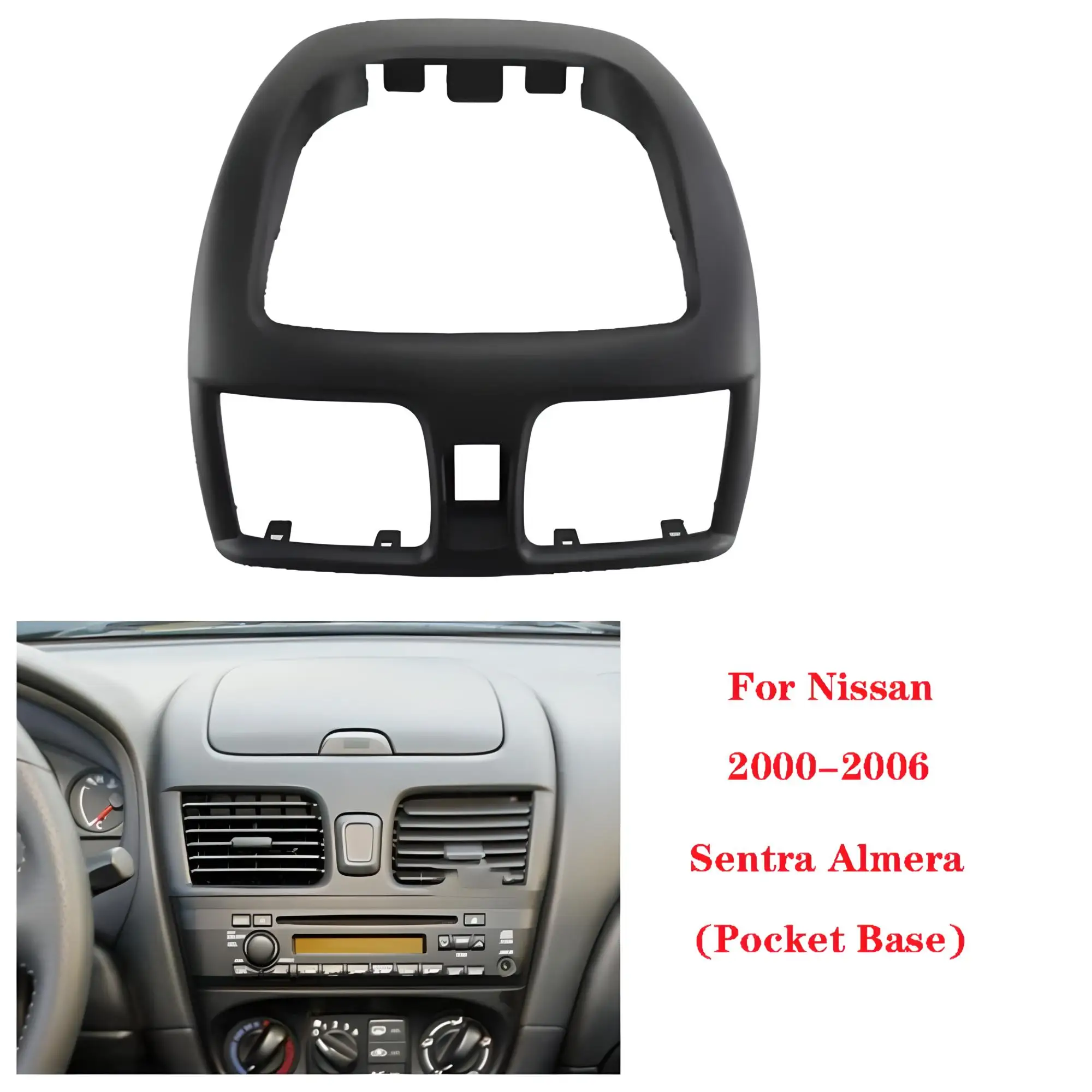 Panel de Fascia de coche de 10,1 pulgadas para Nissan Sentra Almera 2000-2006, Base de bolsillo, Kit de tablero de Audio y Radio, placa adaptadora de bisel de consola Facia