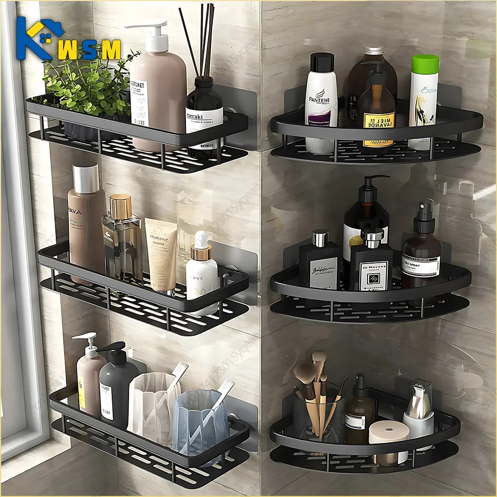 

Bathroom Shelf Kitchen Storage Organizer Aluminum Alloy Shampoo Rack Shower Shelf Bathroom Accessories No Drill Shelf Ecoco Rack