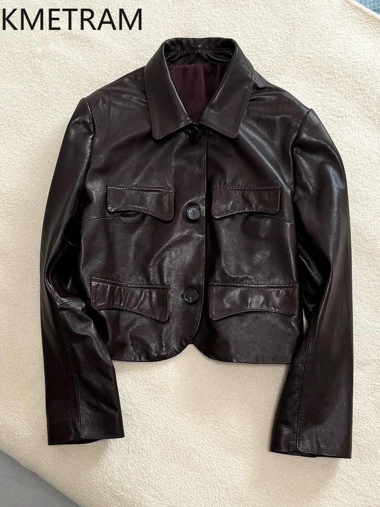 100% huile cire peau de mouton vestes femme haute qualité courte veste en cuir 2025 nouveau dans les vêtements d'extérieur automne femmes vêtements Abrigos