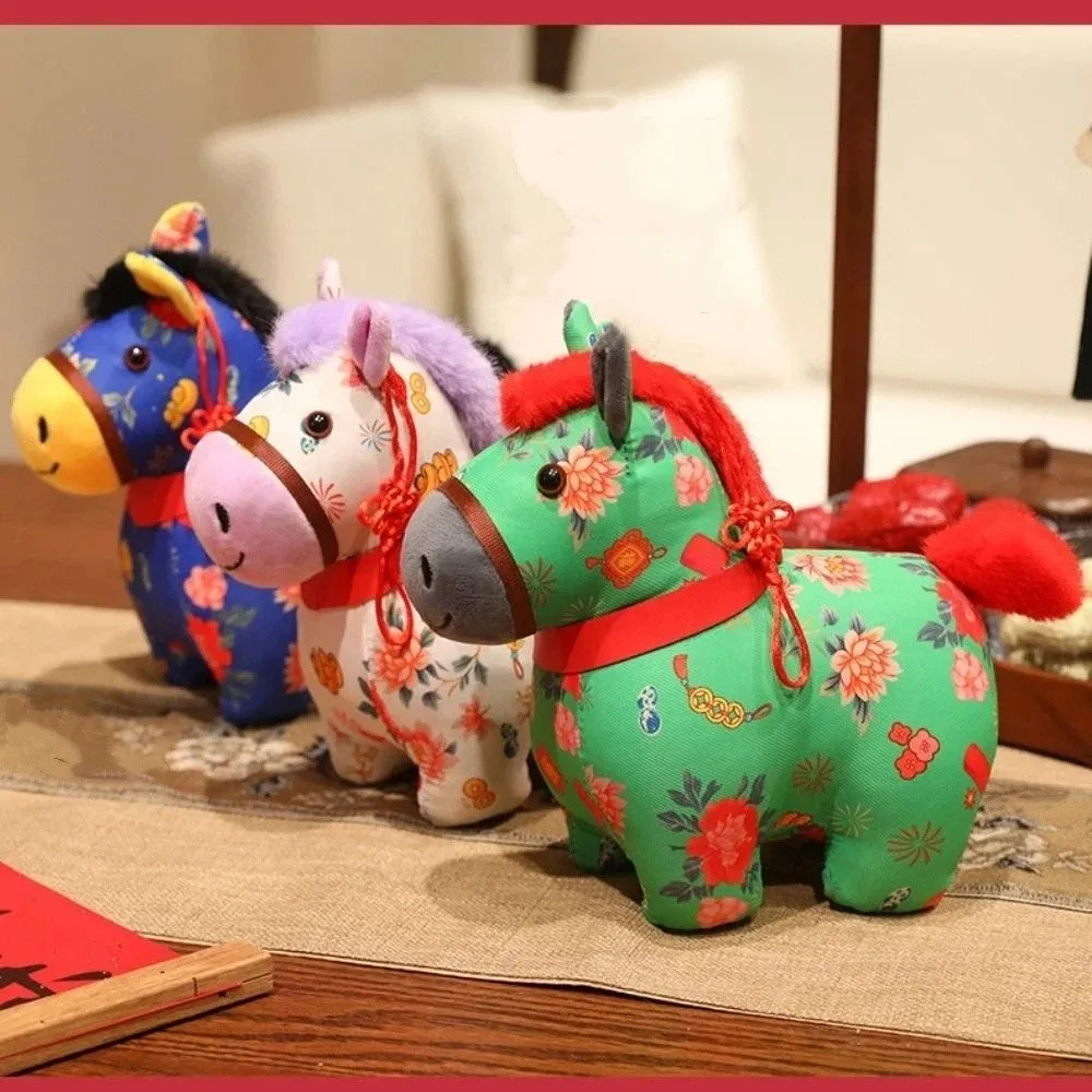 Funny Creative Horse Keychain Mascot Stuffed Animal Horse Pendant Soft Good Luck Zodiac Pony Figurine Car Decoration