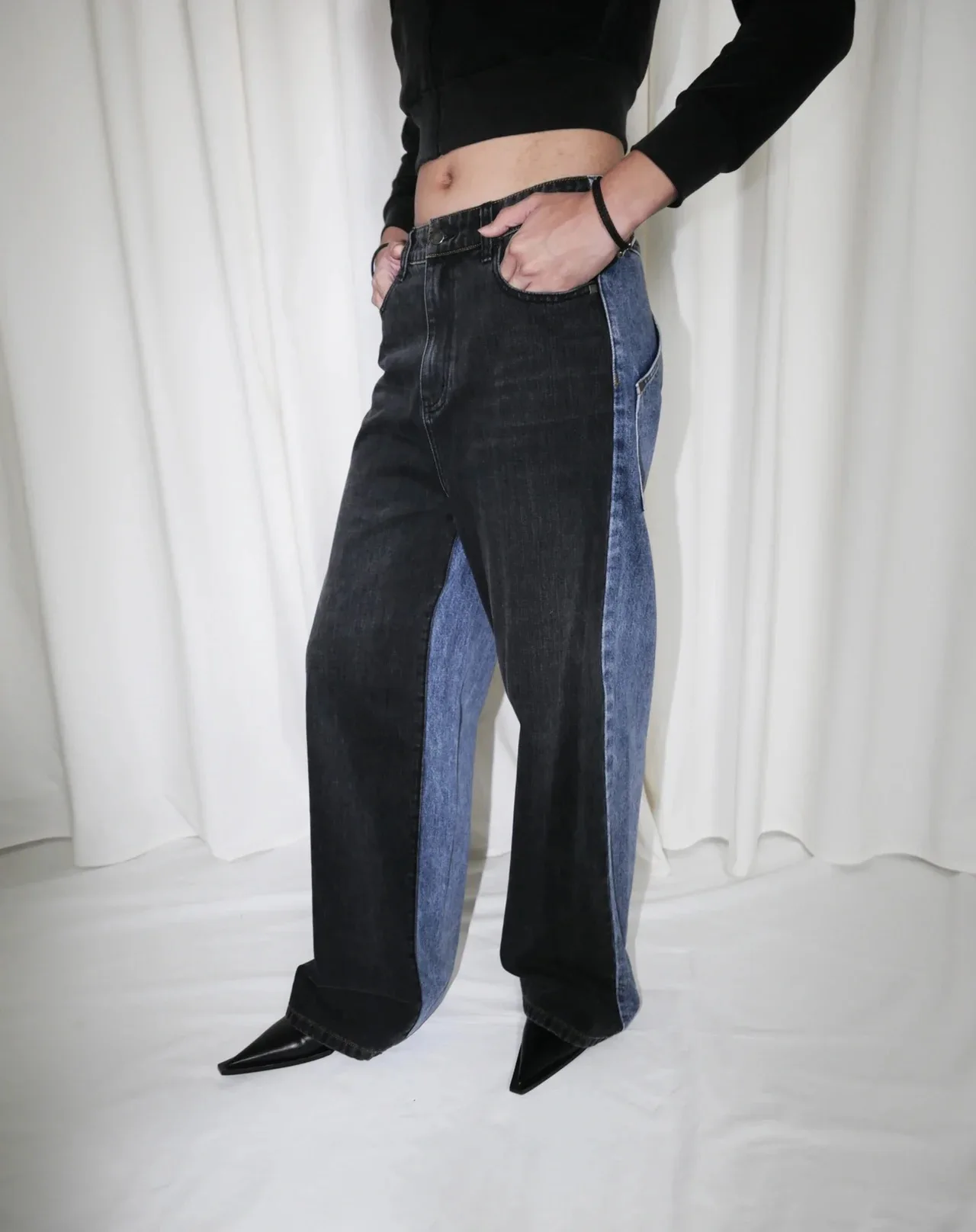 

Women's Jeansautumn New Women's Fashion Matching Color Straight Leg Jeans