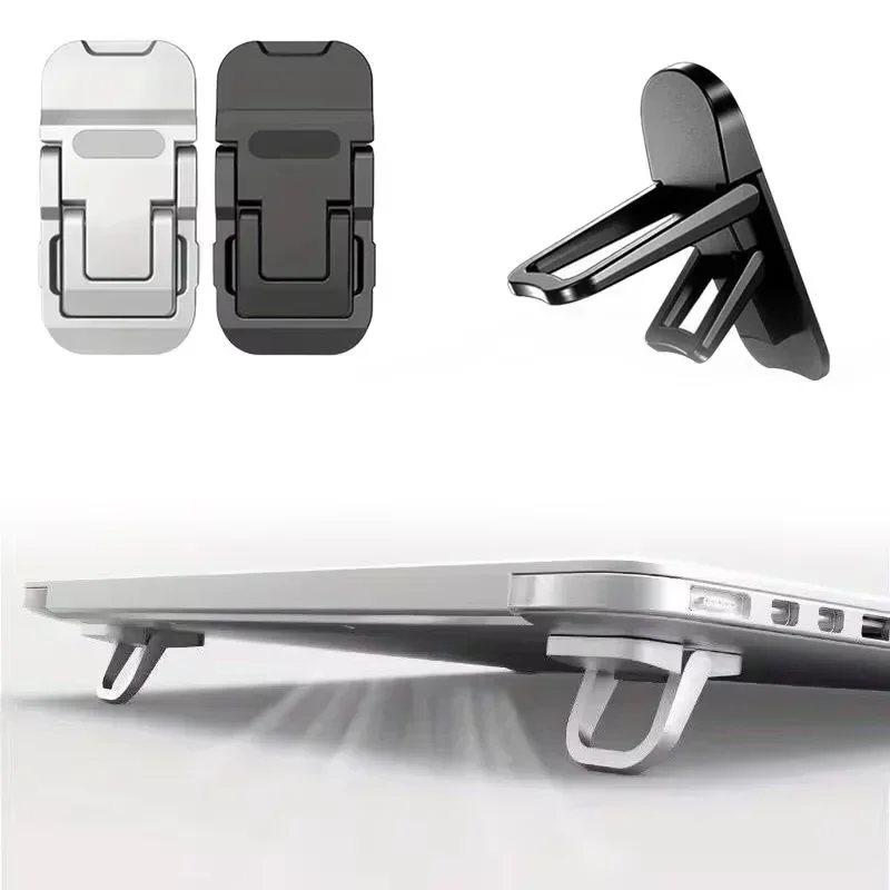2PCS Mini Foldable Laptop Stand Portable Computer Keyboard Riser with 2 Adjustable Angles Self-Adhesive Invisible Notebook Stand