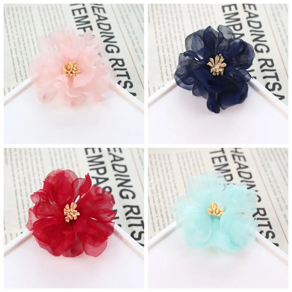 레트로 수제 3D 폴리에스터 천 패치, DIY 의류, 헤드웨어 액세서리, 다목적 오간자 플라워 패치, 5 개