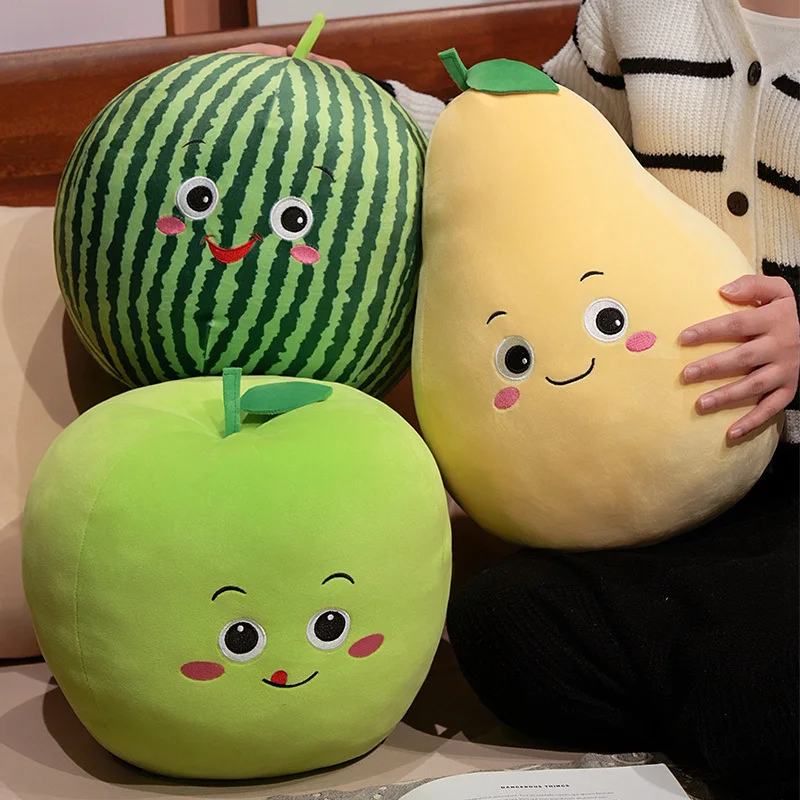 Juguete de peluche de frutas Super Kawaii, muñeco de peluche de manzana, fresa, sandía, naranja, aguacate, almohada suave, regalo de cumpleaños de 10-30cm ﻿