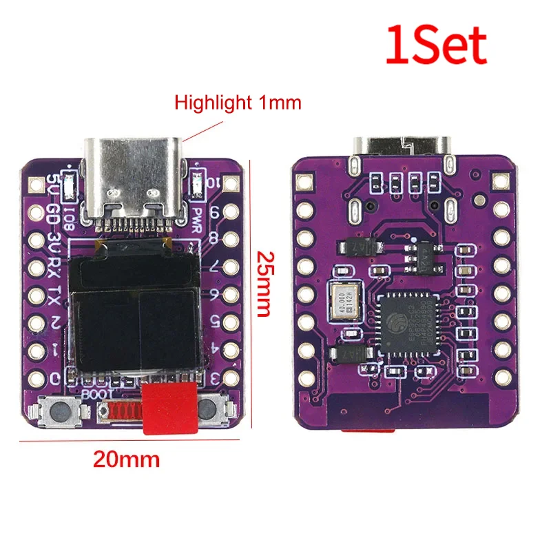 1Set Ceramic Antenna Wifi Bluetooth ESP32 Supermini Development Board ESP32-C3 OLED Development Board With 0.42 Inch OLED Module