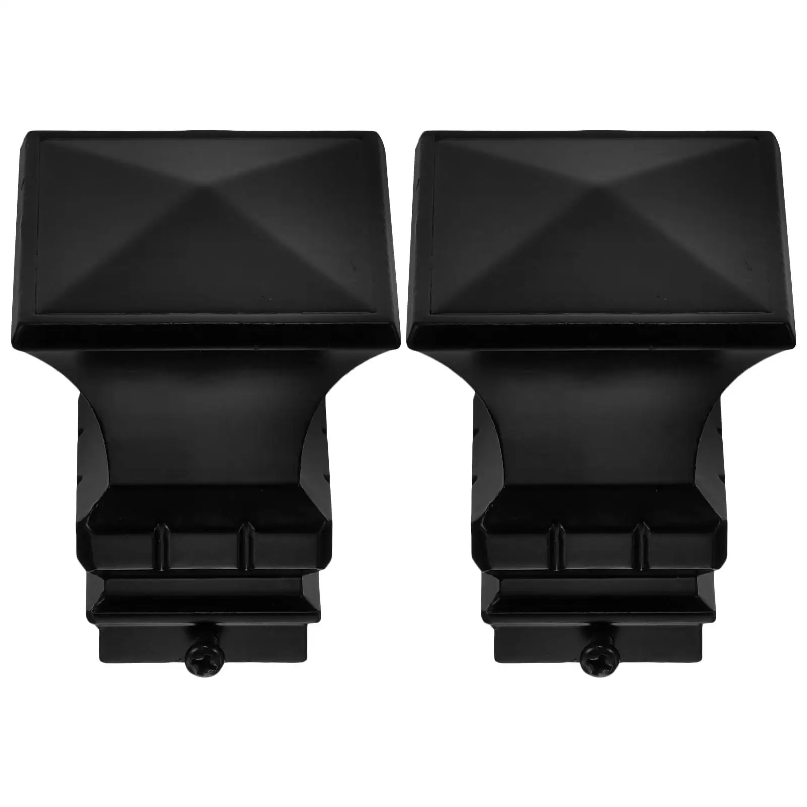 

2pcs Roman Head Curtain Rod Finials Iron Decorative Ends Suitable for Living Room Bedroom Thickened Square Black