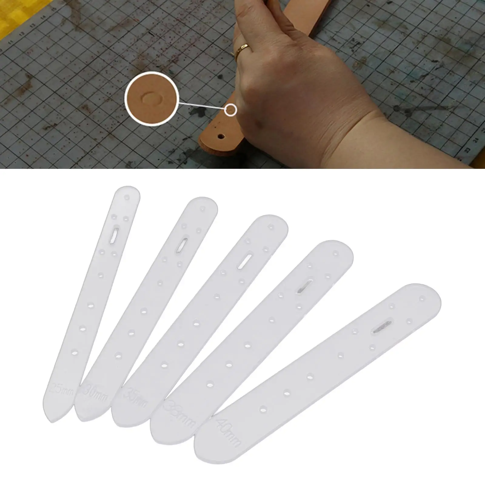 5 Pieces Leather Belt Hole Punching Templates Patterns Acrylic DIY Tool Set
