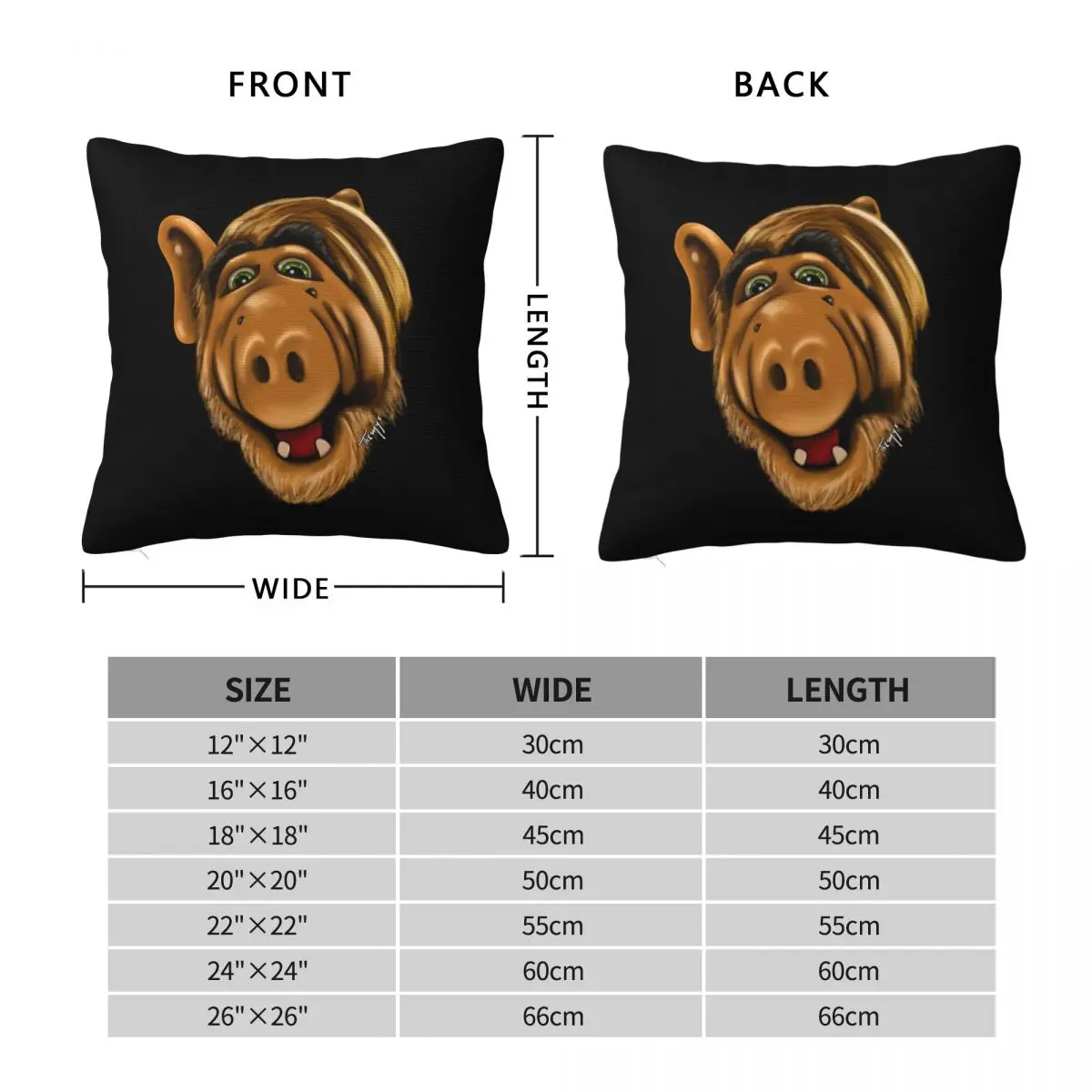 Alien Life Form Alf Square Pillowcase Pillow Cover Polyester Cushion Decor Comfort Throw Pillow for Home Sofa