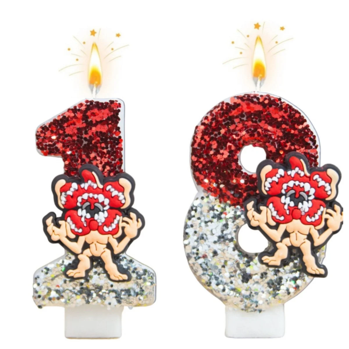New 0-9 Number Birthday Candles Original Two Tone Big Mouthed Monster Birthday Cake Digital Party Anniversary Candle Decoration