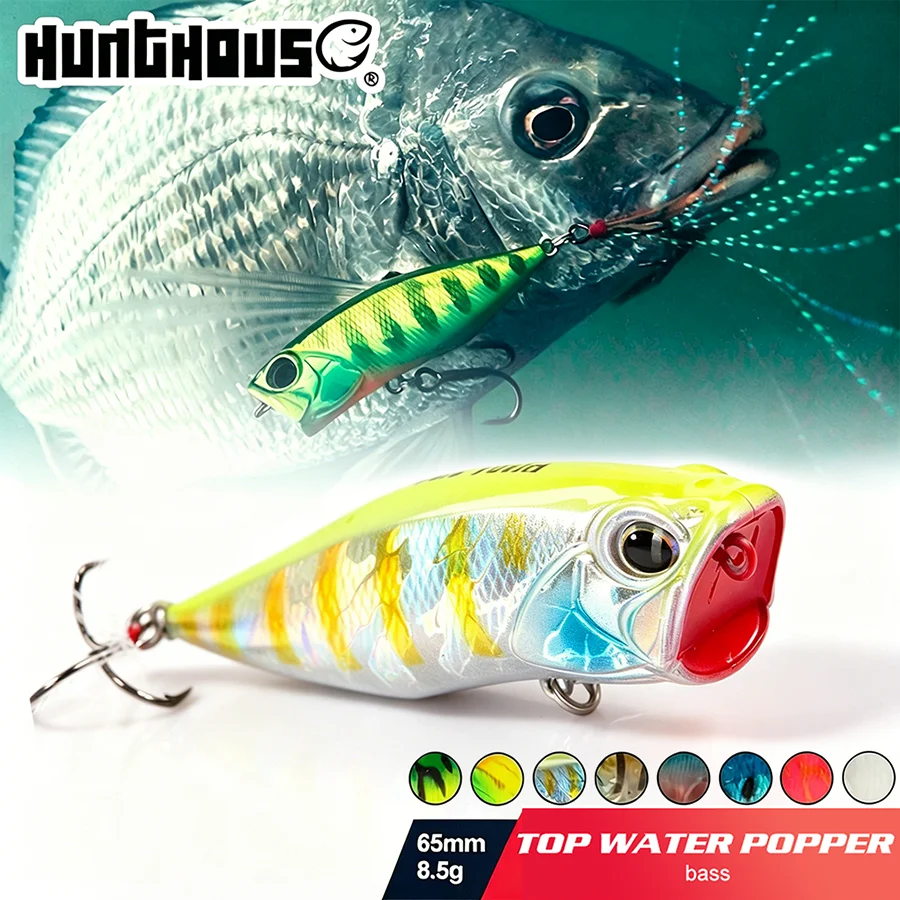 

Hunthouse Topwater Mini Popper Fishing Lure 65mm/8.5g Floating Hard Swimbait Surface Wobblers For Bass Fishing Tackle