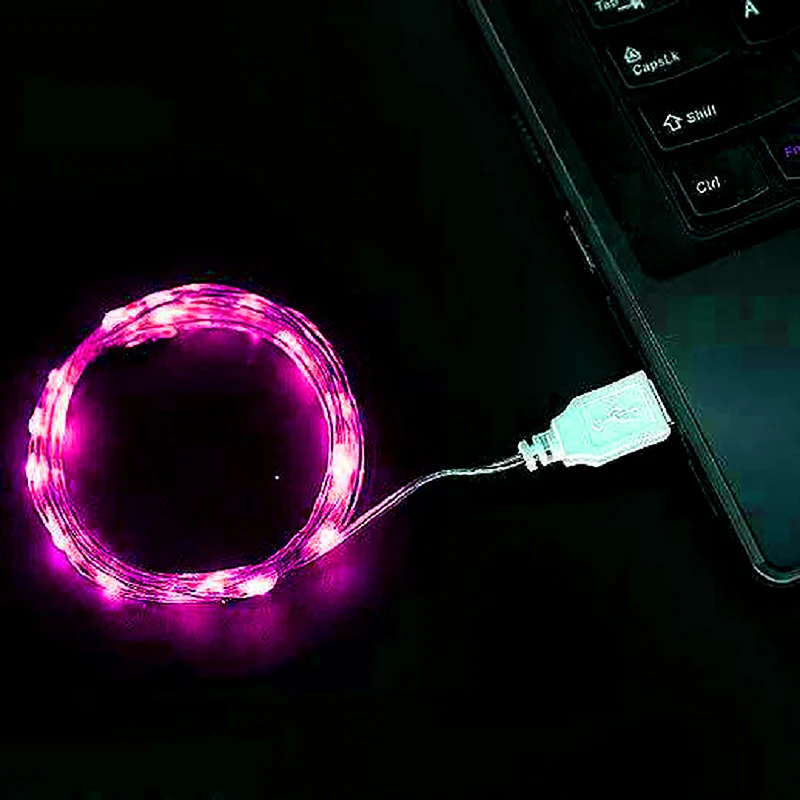 Гирлянда из медной проволоки, USB, 10 светодиодов, 1 м