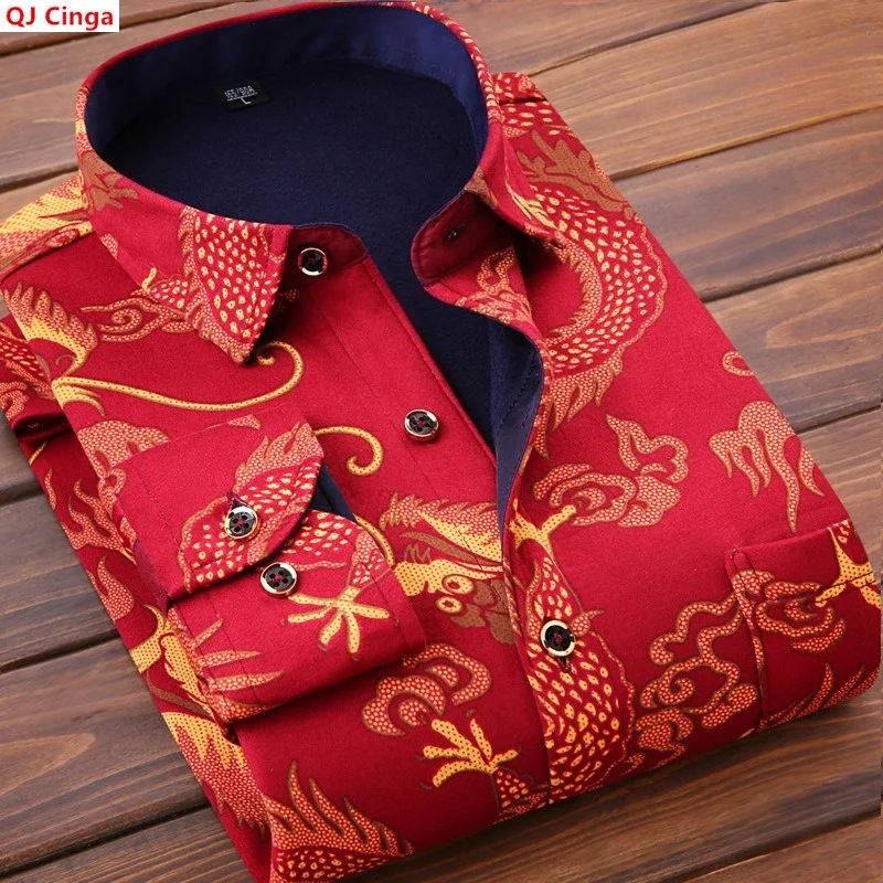 New Winter Collection of Men's Long-sleeve Plaid Shirts—stylish, Slim-fit, and Warm Fleece-lined Shirt, Asian Sizes L–4XL.