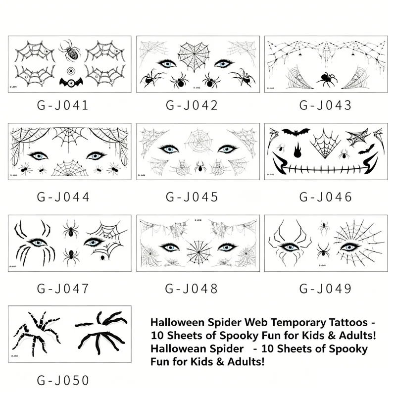 10-40PCS Fake Spider Tattoo Stickers Spider Web Temporary for Women Men Eyebrow Face Makeup Halloween Party Decoration