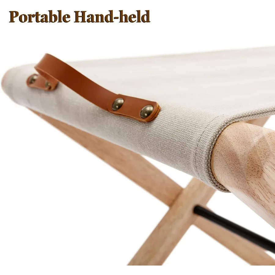 الخشب للطي التخييم البراز مجموعة من 2 18.5 الخشب الصلب المحمولة الصيد كرسي بلا ظهر قابل للطي مع الثقيلة المعادن دعم قماش مخيم Sto #4