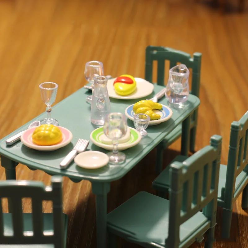 Leśne meble rodzinne Kitchken miniaturowa scena dekoracja szafki zabawki Mini rodzinny domek dla lalek Model mały udawać zabawę