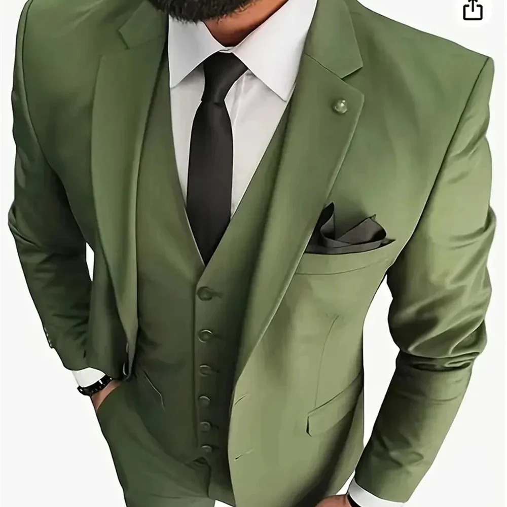 Mens Office/Interview Suit 3 Piece Fashion Slim Fit Jackets and Vest with Trousers Plus XS-6XL Size Gray Men Sets