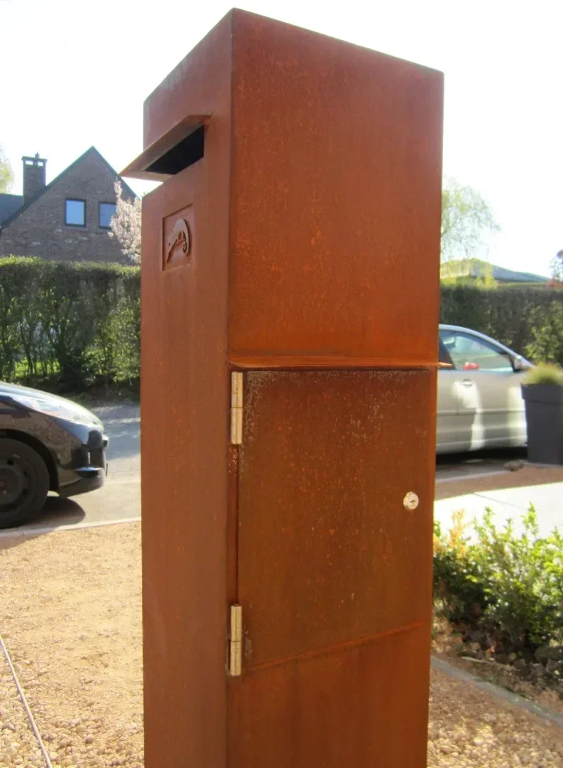 china manufacture heavy duty l corten steel garden mail box