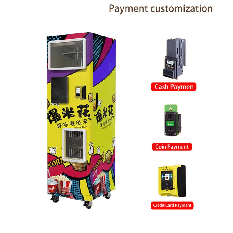 Fully Automatic Commercial Popcorn Vending Machine New Condition Multi-Payment Caramel Entertainment Feature 1 Year Warranty