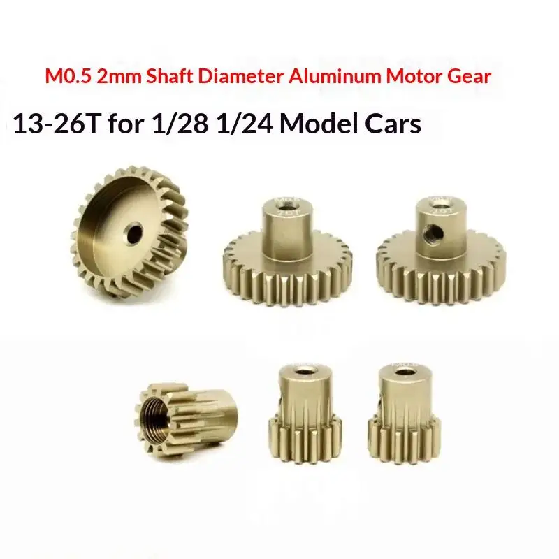 2mm Bore M0.5 Aluminum Pinion Gear 14T 16T 18T 20T 24T Lightweight Durable for Robotics DIY RC Vehicle Replacement Parts