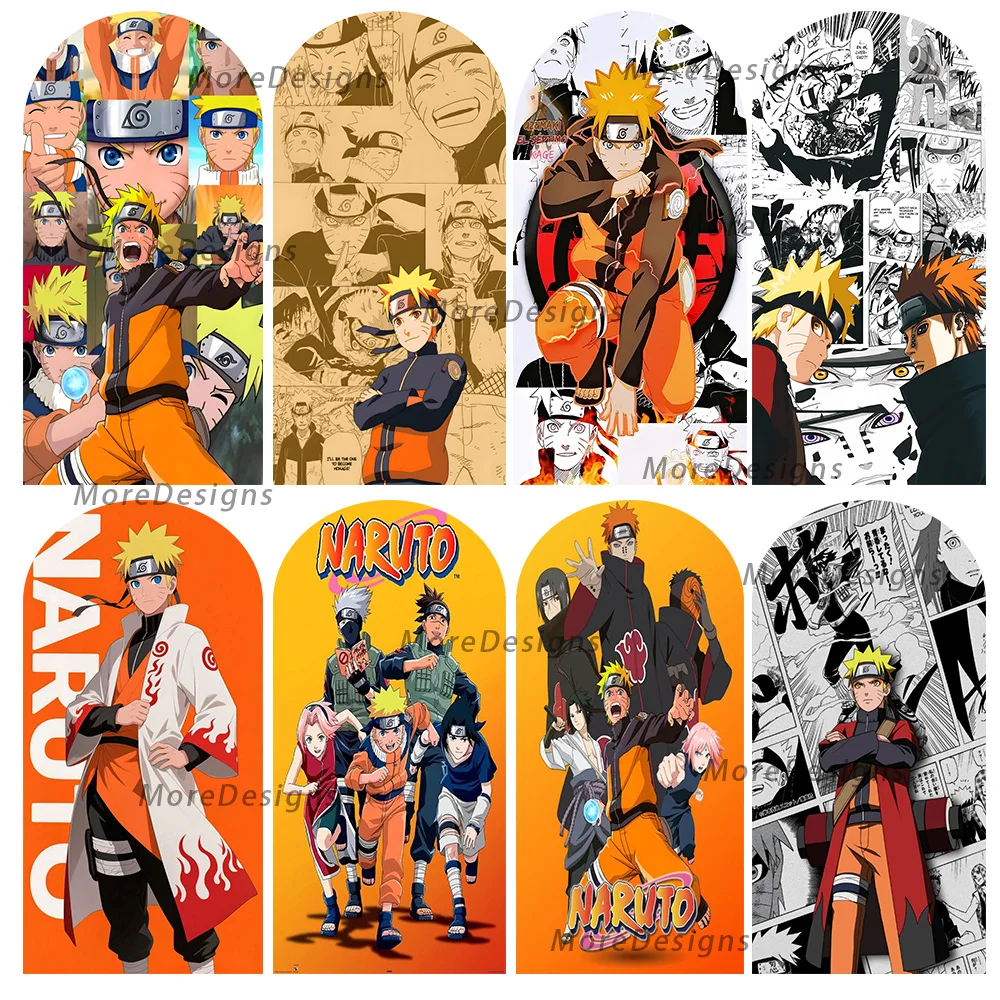 

Naruto Anime Arch Backdrop Covers Baby Shower Decora Kids Birthday Party Arched Covers Double-sided Zipper Photography Props