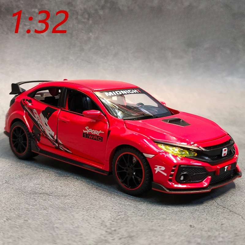 

1:32 Civic Type-R Sports Car Model Alloy Diecast Simulation Sound Light Car Model Toys Hobby Collection Decoration Gifts