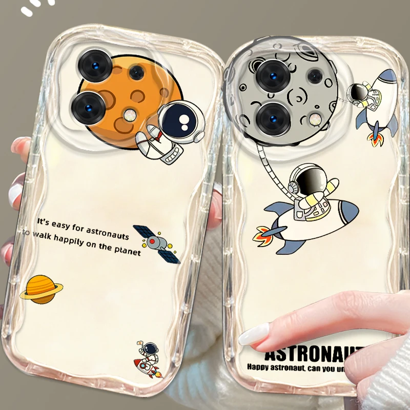 Anime Lunar Astronaut Luxury For Xiaomi Redmi Note 13 12 12S 11S 11 10 9 8 10A 9C 9T Pro Plus 5G Wave Oil TPU Phone Case